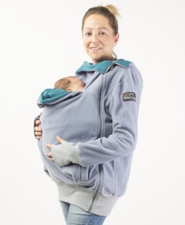 Baby carrying and pregnancy coat -  bluish gray fleece