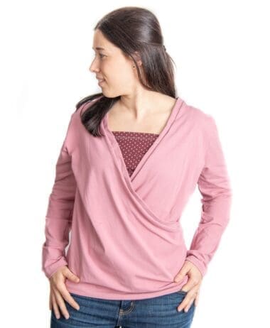 Camiseta lactancia y embarazo rosa - Manga larga