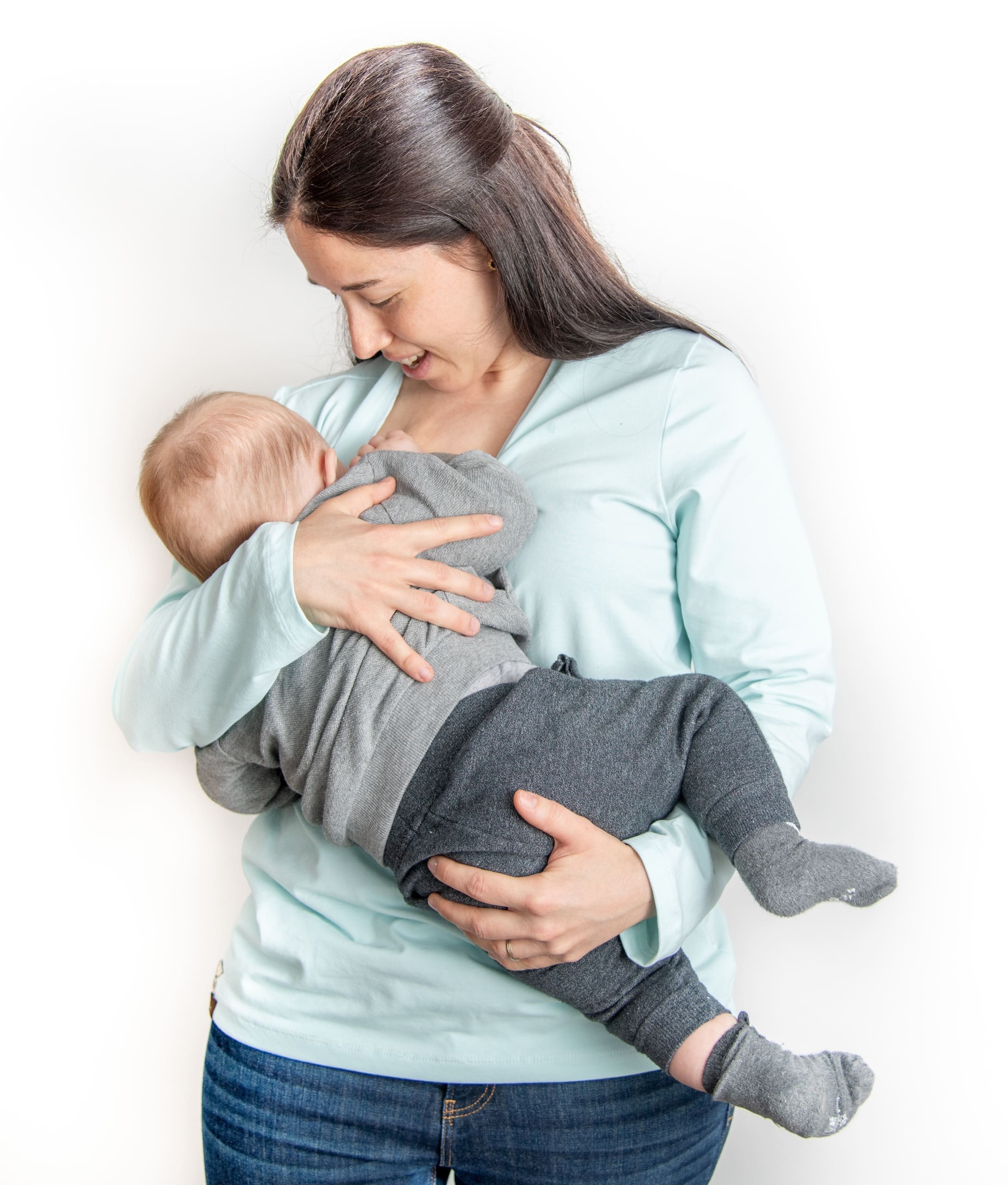 Camiseta lactancia y embarazo turquesa - Manga larga - Imagen 3