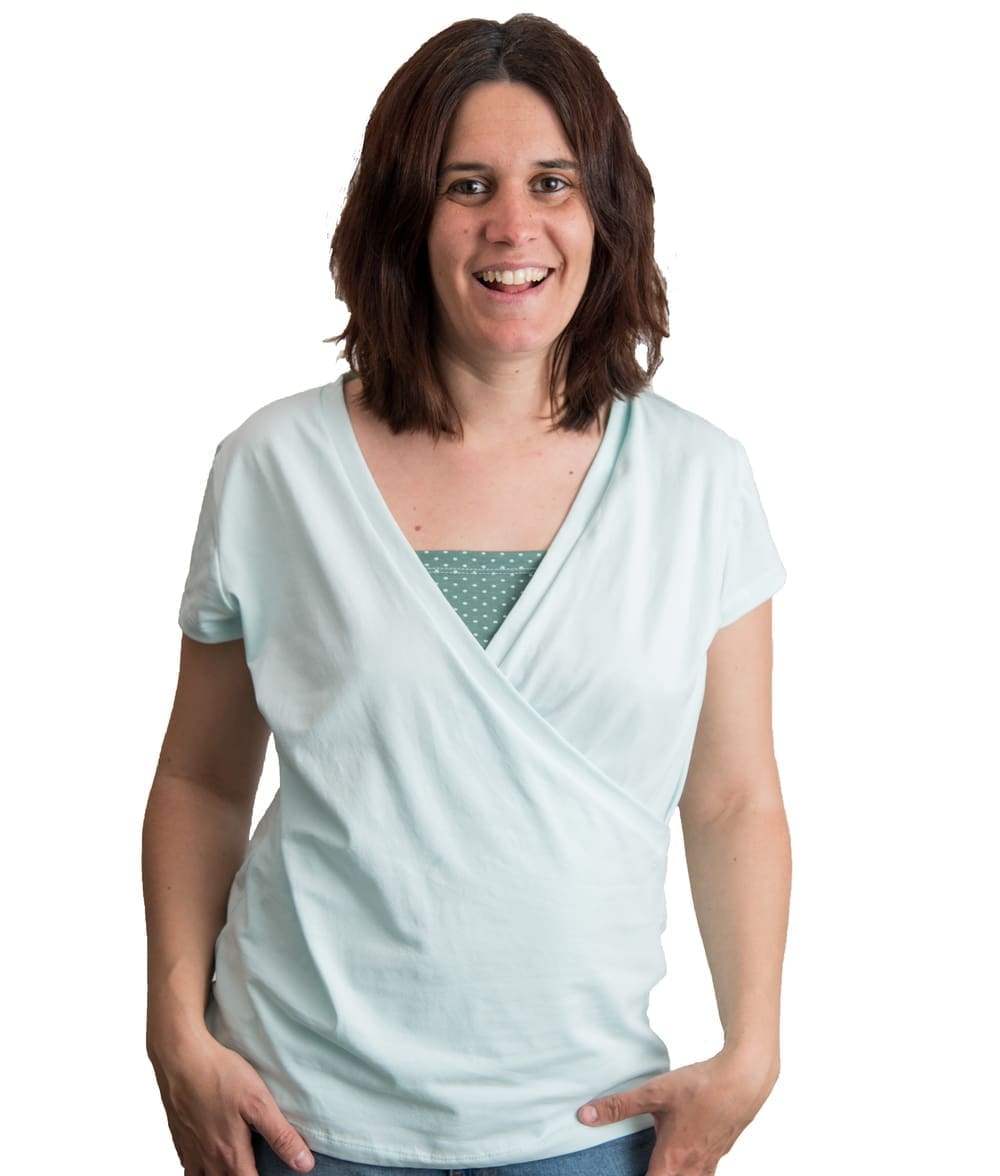 Camiseta lactancia y embarazo turquesa - Manga corta