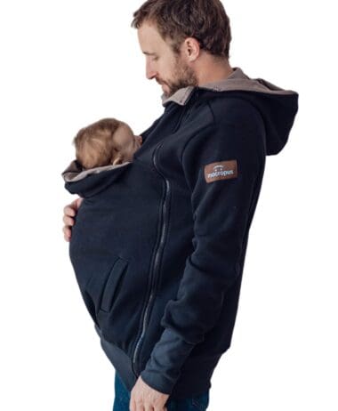 Sudadera porteo, embarazo y estándar negra + insertable-Talla grande